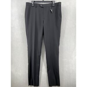 Zanetti Pants Mens Sz 38 Lanificio di Biella Black Straight Leg *Un-hemmed* Wool